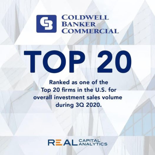 Coldwell Banker Commercial Ranked in the Top 20 firms in the US for overall investment sales volume